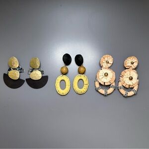 Bundle of 3 Statement Earrings – Mixed Materials